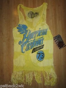 NUEVO* CAMISETA SIN MANGAS AFFLICTION DAMAS M Flecos Amarillos American Customs - Imagen 1 de 4