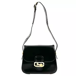 Celine Schultertasche Leder schwarz gold Pferdekutsche Metall Auth 0098 - Bild 1 von 12