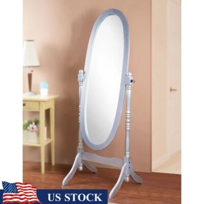 Freestanding Cheval Mirror Adjustable Tilting Full Body Reflect Antique Silver - Image 1 of 4