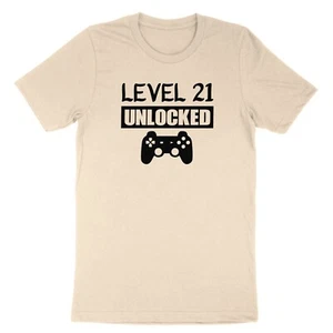 Level 21 Unlocked Tshirt 21st Birthday shirt Tee Custom Gift Gamers 21st Bday - Picture 1 of 20