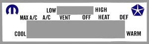 Premium Dash Decal | 1971-72 B-Body Heater Control Gauge Face (AC, White/Blue) - Picture 1 of 1