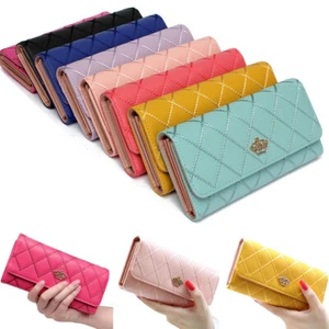 Modische Damen Leder Umschlag Clutch Geldbörse lang Kartenhalter Geldbörse Tasche Handtasche - Bild 1 von 30