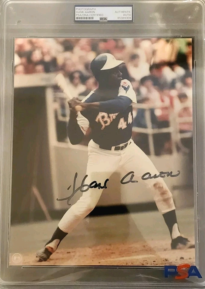 RARE! Hank Aaron 755 Home RUN Autographed 10x8 Photo PSA Encased 🔥🔥 - Image 1 of 1