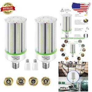 2-Pack 100W LED Corn Bulbs, 14000lm, 5000K Daylight, E26/E39 Base for Industrial - Picture 1 of 8