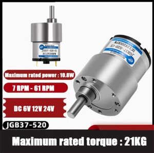 JGB37-520 Geared Motor DC 6/12/24V Reduction Reversible Metal Gear High Torque - Picture 1 of 29
