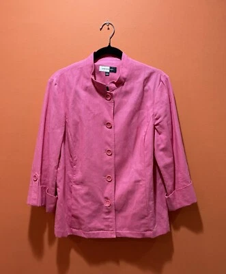 Куртка-шакет Jones Wear Studio из льняной смеси размер L большой блейзер розовая Barbiecore - Изображение 1 из 4