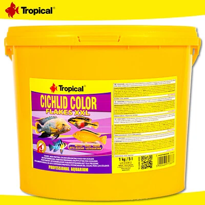 Tropical 5 l Cichlid Color Flakes XXL | Alimento principal que refuerza el color
