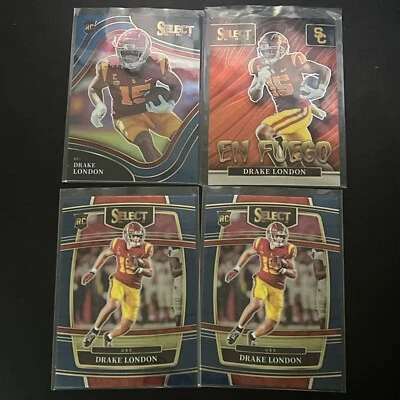 DRAKE LONDON 2022 Select Draft Picks 4 Card Lot Insert SP Field Level - Image 1 of 2