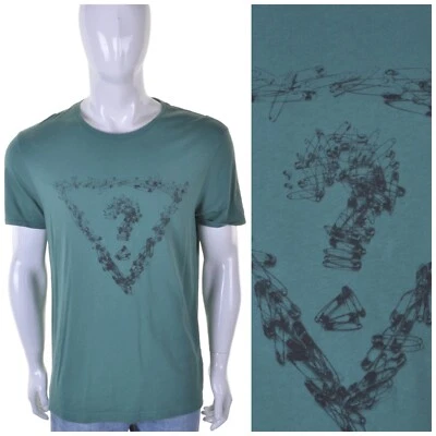 Guess Vintage 90s Sicherheitsnadel Design T-Shirt XL Punk Y2K Designer Top Grün - Imagem 1 de 4