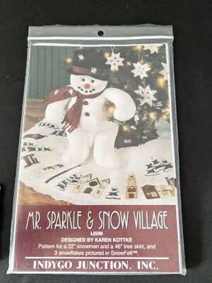 Mr. Sparkle & Snow Village Craft Sewing Pattern, 22" Snowman & 46" Tree Skirt - Image 1 of 4