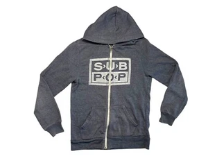 SUB-POP RECORDS grau weich Baumwolle ZIP HOODIE Seattle Grunge Sweatshirt Erwachsene L - Bild 1 von 8
