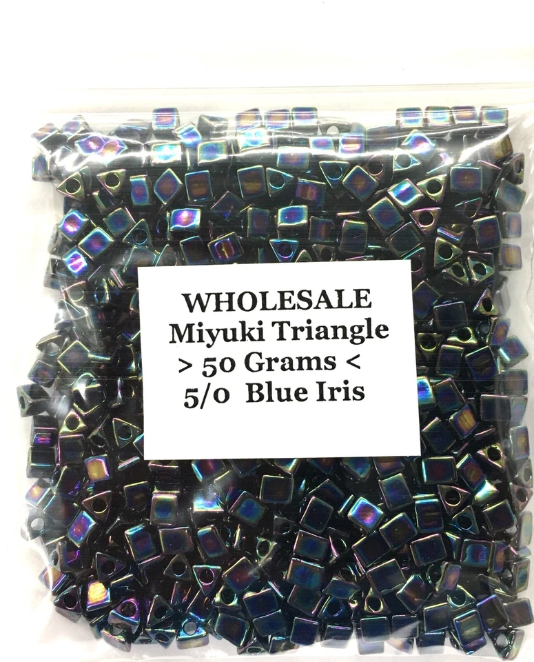 Wholesale 50 GRAMS Blue Iris Miyuki Sharp Triangle Beads 5/0 #455 - Image 1 of 3