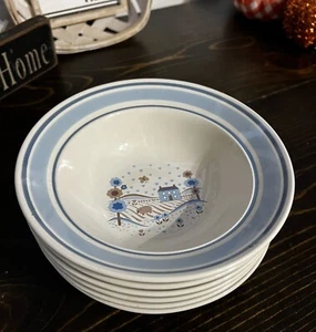 6 Primitif von Hearthside Museum Collection Paar Müslischalen Bauernhaus 6-3/4 Zoll - Bild 1 von 2