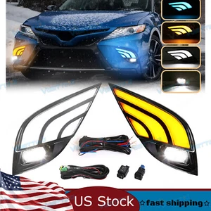 For 2018-2020 Toyota Camry SE XSE TRD LED DRL Fog Light Kit w/ Turn Signal - Picture 1 of 16