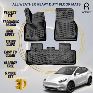 Floor Mats Liners For Tesla Model Y 2020-2024 All Weather Heavy Duty Car Rugs EV - Foto 1 di 9