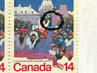 Variété/erreur « Balle rouge » Canada 1979 timbre neuf neuf neuf dans son emballage extérieur #780 scène de carnaval d'hiver 14 ¢