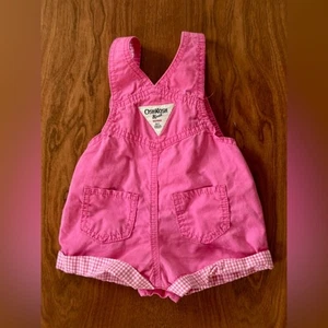 Pantalones cortos vintage OshKosh B’gosh rosa mameluco bebé niña 3-6M guinga burbuja - Imagen 1 de 5