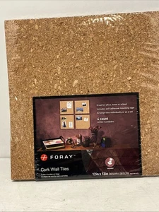 Foray Quartet Cork Tiles 12 Inx 12 In, Wall Bulletin Squares- Adhesive 4 ct - Picture 1 of 6