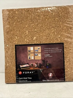 Foray Quartet Cork Tiles 12 Inx 12 In, Wall Bulletin Squares- Adhesive 4 ct - Image 1 of 4