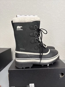 NEW Sorel Women's Caribou Waterproof Snow Boots Size 9 US Black Stone - Picture 1 of 10