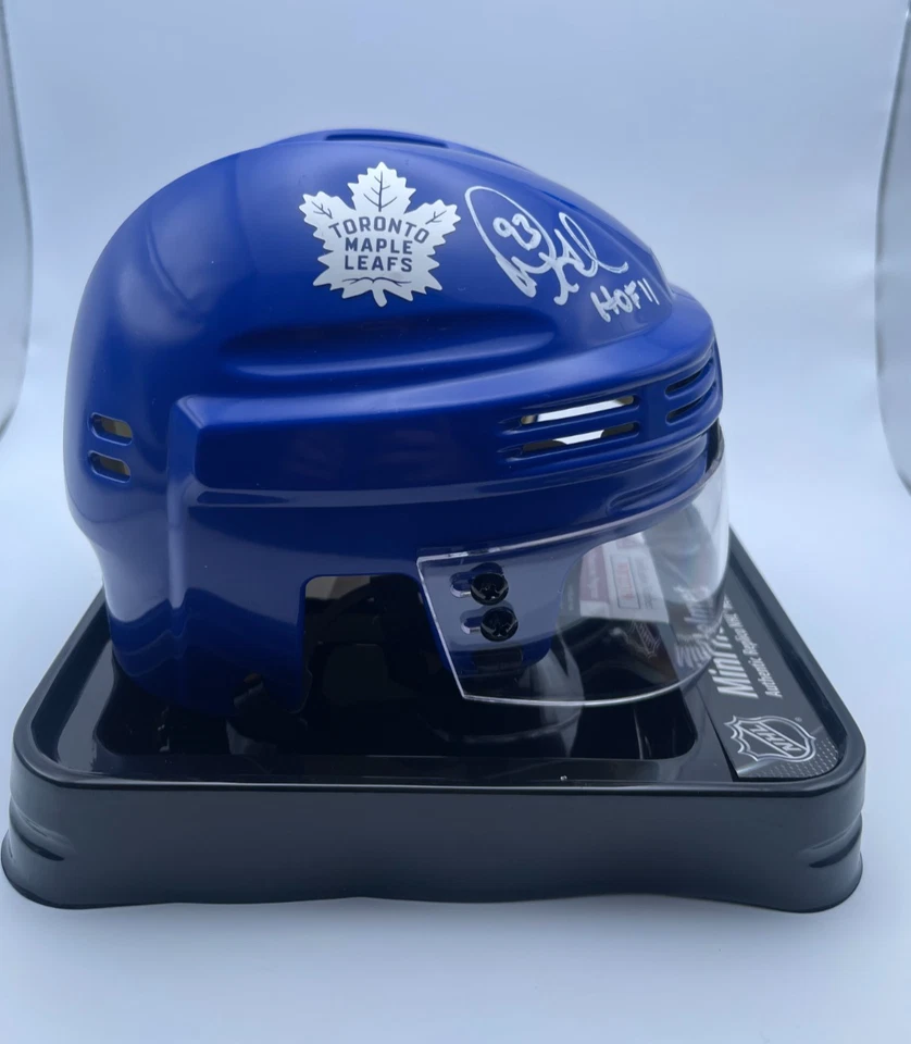 TORONTO MAPLE LEAFS DOUG GILMOUR #93 AUTOGRAPHED Signed BLUE Mini helmet JSA! - Image 1 of 1