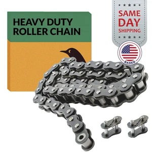 #140H Heavy Duty Roller Chain x 10 feet + 2 Connecting Links + Same Day Shipping - Picture 1 of 11