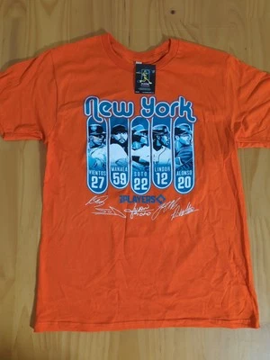 Camiseta New York Mets Players pequena S laranja nova com etiquetas assinaturas Lindor Alonso Soto - Imagem 1 de 2