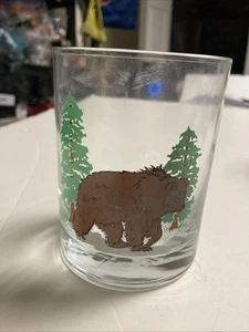 VINTAGE LIBBEY Glass North American Wildlife Old Fashion Rocks Replacement BEAR - Picture 1 of 3