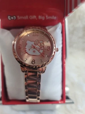 Hello Kitty Watch RoseGold  Crystal Bezel, Rosegold Wrist Band Bling Y2K  - Image 1 of 4