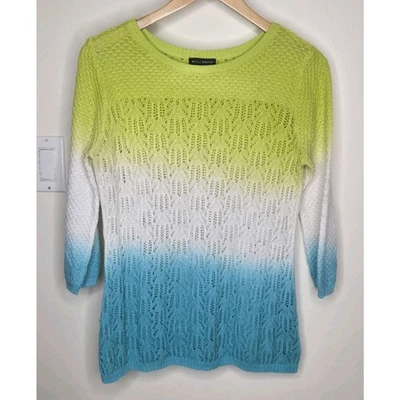Willi Smith Colorful Ombré Open Knit Summer Sweater Size M - Image 1 of 4