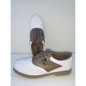 9M FootJoy Green-Joys Golfschuhe Damen weiß braun Saddle Oxford 48868 vegan - Bild 1 von 11