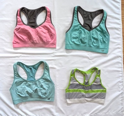 LOT of New Balance Sports Bra Tops Women's Medium Racerback Pink Teal Running - Image 1 of 4