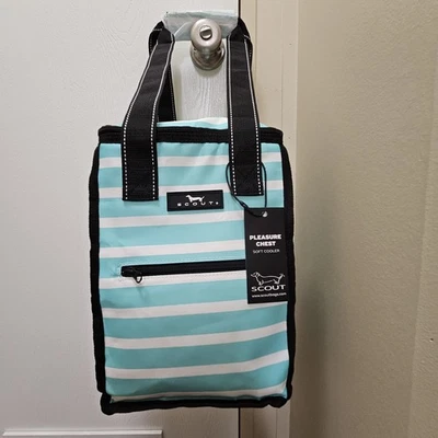 New Tags Scout Bag Tote Ice Chest Lunch Cooler Pleasure Chest Blue White Stripe - Image 1 of 4