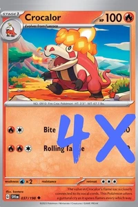 4X Pokémon TGC Crocalor 037/198 Scarlet & Violet Base Set English 2023 NM - Picture 1 of 1