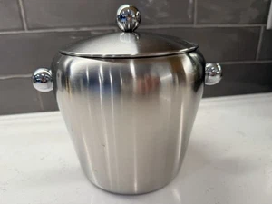 LNT Home Stainless Steel Ice Bucket Mid-Century Modern Brushed Metal 6.5” - Picture 1 of 9