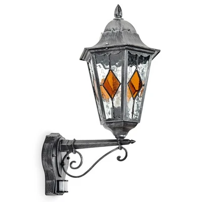 HOFSTEIN Ganna Außenwandlampe mit Bewegungsmelder aus Metall/Glas, E27, IP44 - Bild 1 von 4