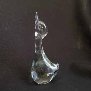 Statuina anatra vintage FM Konstglas in vetro artistico trasparente di Konstglas (Ronneby) Svezia - Foto 1 di 9