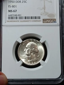 ๐1950 DDR ERROR  25C Washington NGC MS 67 STUNNING GEM  - Picture 1 of 2