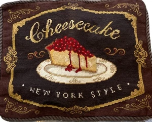 15" x 19 Wool Needlepoint Cheesecake Pillow Cover New York Style French Country - Picture 1 of 3