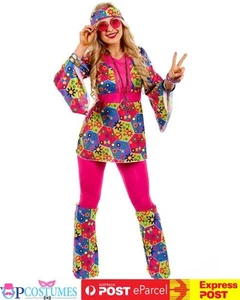 60s 70s Go Go Retro Hippie Dancing Groovy Party Disco Fancy Dress Up Costume - Picture 1 of 4