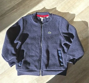 Lacoste Kids Sherpa / FLeece Navy LOGO Bomber Jacket SJ1324 110cn 43inch SZ 5 - Picture 1 of 4