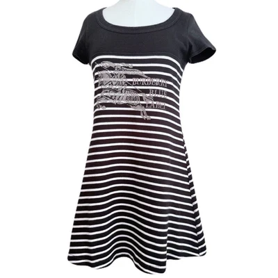Vestido Camiseta Burberry Etiqueta Azul Caballo Logo Estampado Rayas [BK/38] LTD De JP Foto 1 de 4
