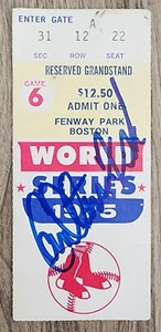 Carlton Fisk Signed 1975 World Series Game 6 Ticket MVP Red Sox MLB HOF RAD - Picture 1 of 1