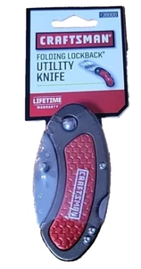 NEW IN PACKAGE CRAFTMAN FOLDING LOCKBACK UTILITY KNIFE RED HANDLE - Picture 1 of 2
