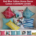 Art Red Blue Yellow Home Decor Cotton CUSHION COVERS THROW PILLOW CASE 18"