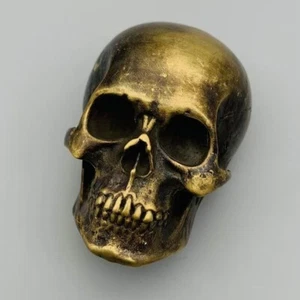 Retro Pure Copper Ghost Head Skull Men's Belt DIY Board Buckle - Picture 1 of 7