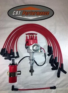 FORD 351W (windsor) RED Small Cap HEI Distributor + 45K COIL + 8MM USA WIRES - Picture 1 of 4