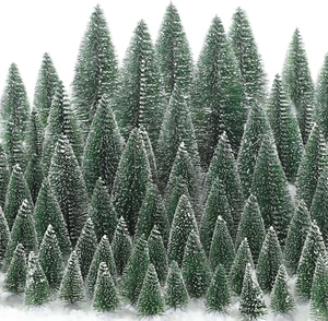 80 Pezzi Alberi Villaggio di Natale Mini Casa delle Bambole Albero di Natale Pino Cedro Alberi con - Foto 1 di 6