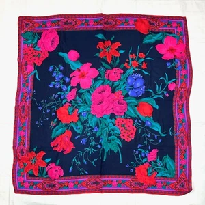 Bufanda de seda Liz Claiborne floral colores brillantes hermoso diseño 100 % lujosa - Imagen 1 de 3