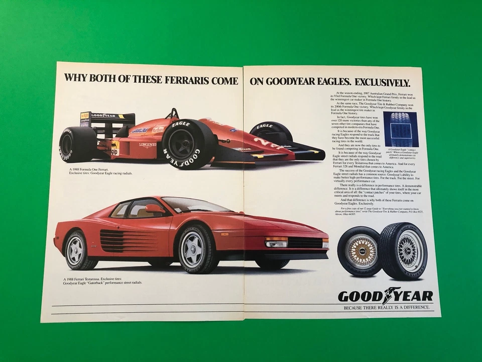 1988 FERRARI TESTAROSSA ORIGINAL VINTAGE PRINT AD PRINTED ADVERTISEMENT 2 PAGE - Image 1 of 1